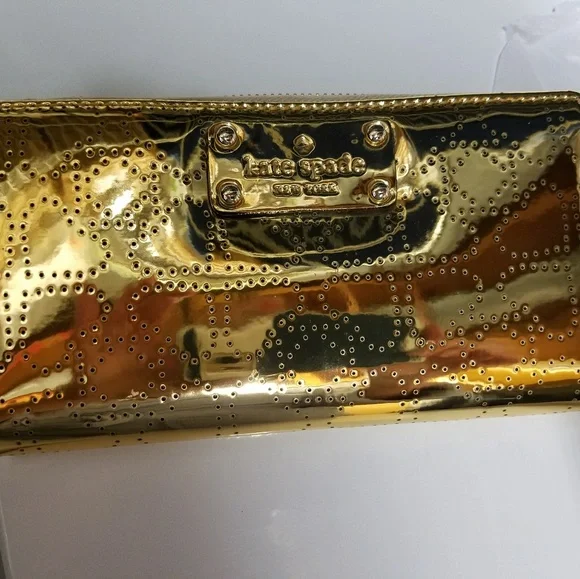 NEW KATE SPADE METRO SPADE NEDA ZIP WALLET IN GOLD - Picture 6 of 6